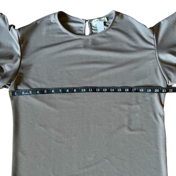 Faith and Joy Monteau Blouse Women's Top Tan Ruffled Flutter Sleeves Keyhole S - Picture 5 of 8